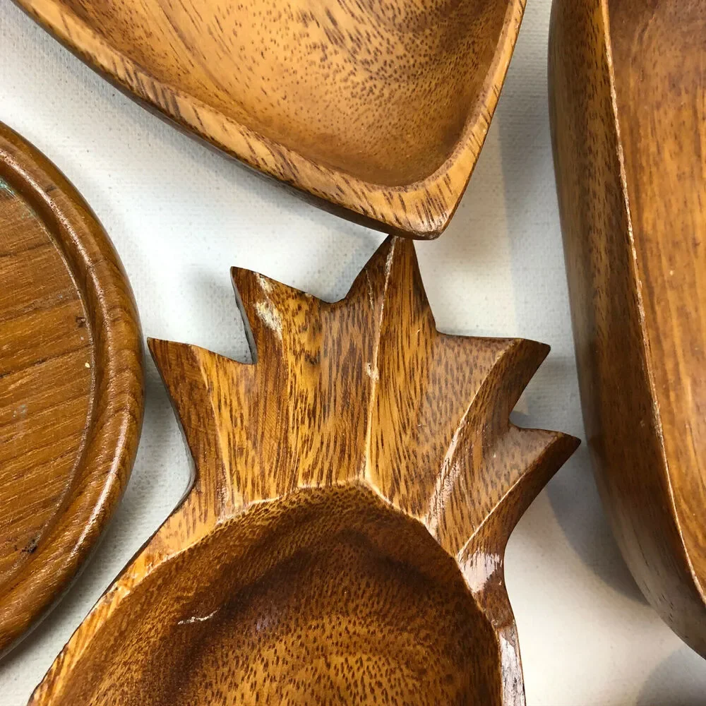 Vintage Wooden Decorative fruit trays Plates lot of 8